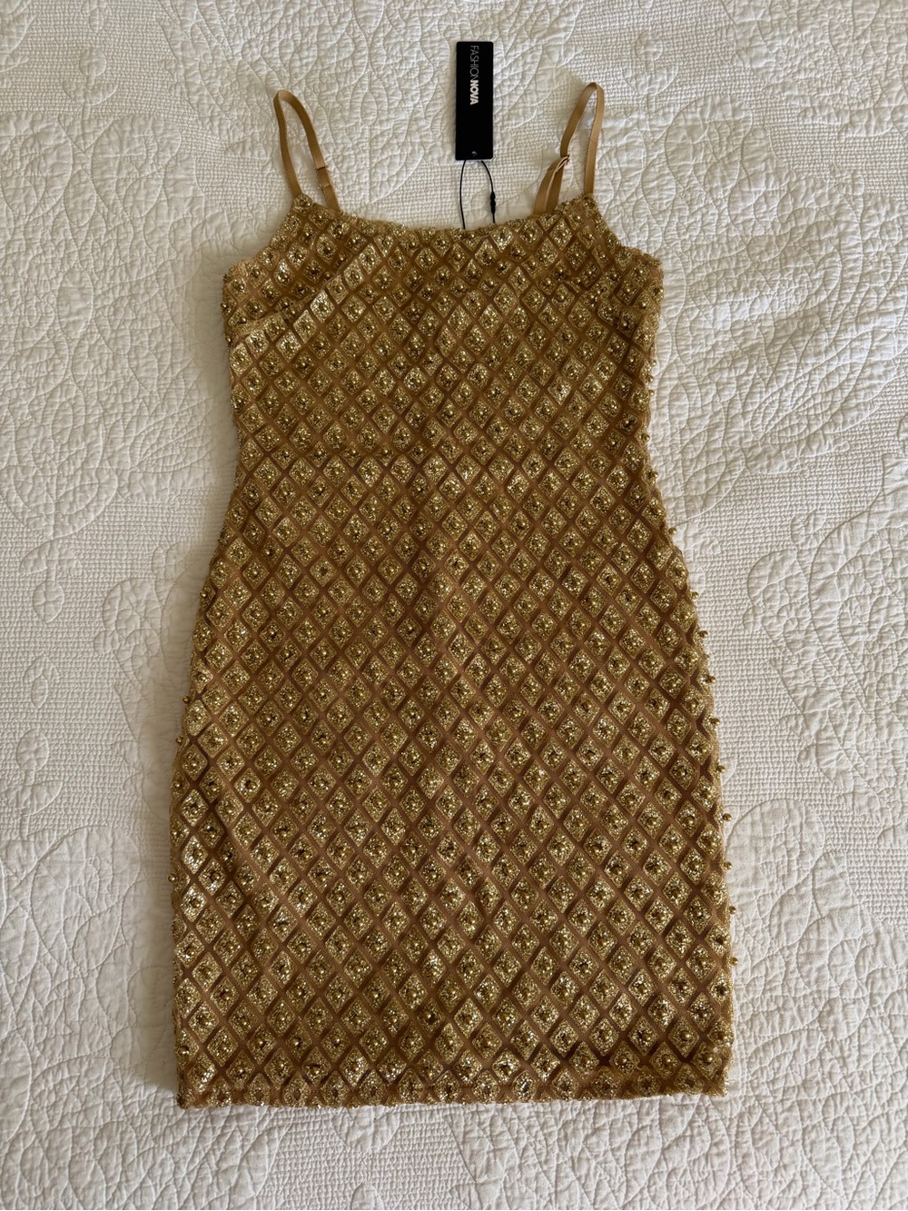 Fashion Nova Roxi dress 
Gold